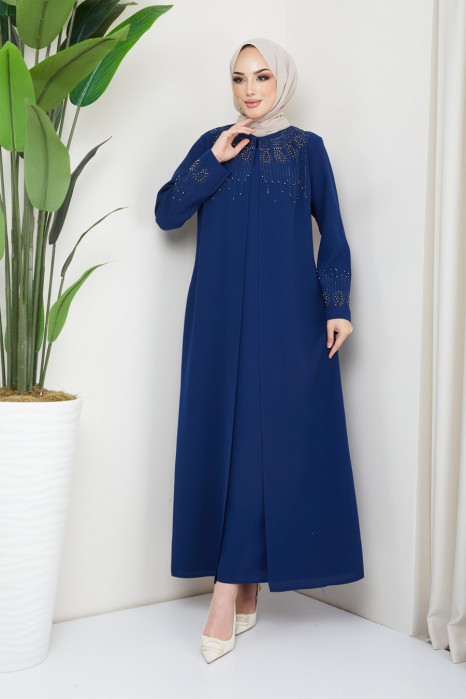 INDIGO COLOR EVENING DRESS  